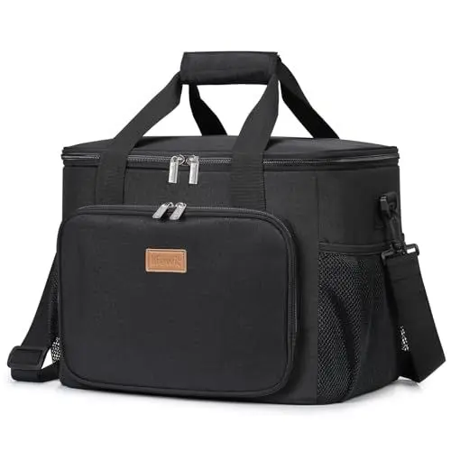 Produktbild: Lifewit Kühltasche 24L, Lunch Tasche Faltbar, Lunch Bag für Herren und Damen, Isolierte Tasche mit Reißverschluss, Thermotasche, Schwarz