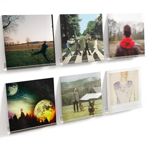Produktbild: Lifewit Hängeregale für Schallplatten, 6 Pack 30.5CM Transparent Kunststoff Wandregal Wandhalterung Raumdeko für Buch/Foto/Bild/Kommode im Schlafzimmer, Wohnzimmer, Bad, kinderzimmer