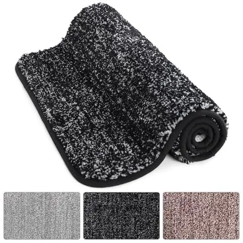 Produktbild: Lifewit Indoor Fußmatte Mikrofaser Super Absorbent Water Low Profile Mats Maschinenwaschbar Rutschfester Gummi-Einstiegsteppich für die Innentür der Matten, Schwarz, 90 x 60 cm