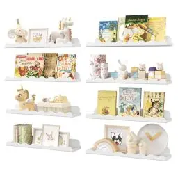 Produktbild: Lifewit Kunststoff Kinder Bücherregal 8er Set, 38 cm Hängeregal für Wandmontage, Kinderzimmer, Bücher, Hängende Regale für Baby/Kleinkind/Kinder im Schlafzimmer, Wohnzimmer Dekoration, Weiß