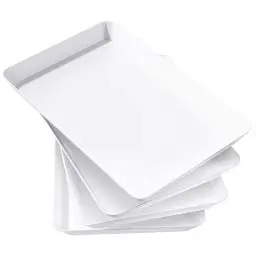 Produktbild: Lifewit Kunststoff Serviertablett, 36,7 x 24 cm, Großes Tablett, 4er-Set, BPA-frei, Wiederverwendbar, Servierplatte für Buffets, Feiern, Picknicks, Frühstück und Snacks, Weiß