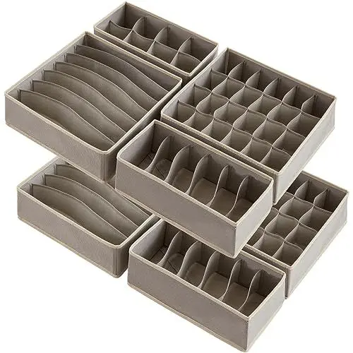 Produktbild: Lifewit Schrank Schublade Organizer Teiler für Unterwäsche, 8 Stücke, faltbare Kommode Organizer und Aufbewahrungsbehälter zur Aufbewahrung von Dessous, BHs, Unterwäsche, Hellgrau