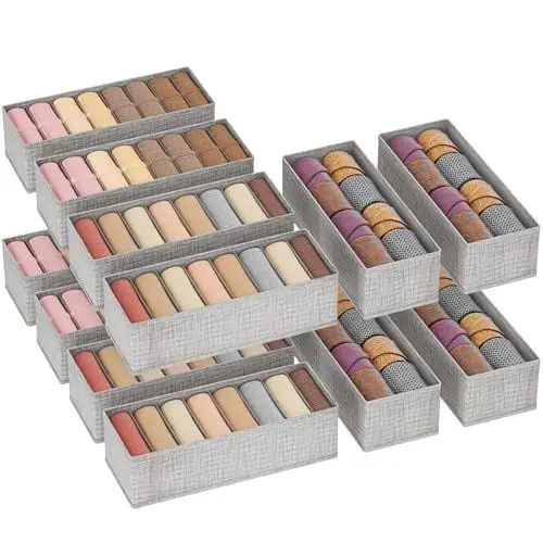 Produktbild: Lifewit Schubladen Organizer, 12er Set Wickeltisch für Kommode, Kleiderschrank Organizer Boxen System für Schlafzimmer für Kinderkleidung, Wickelutensilien, Socken, BH, Unterwäsche