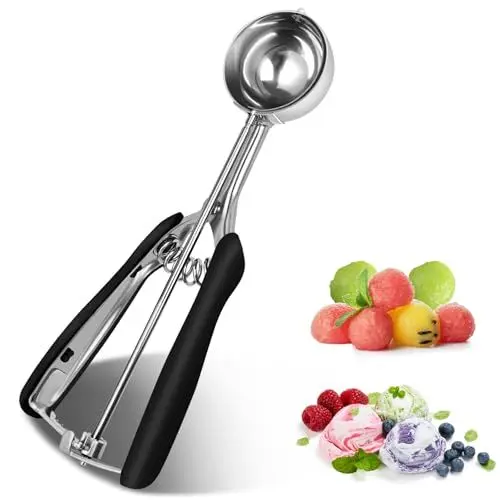 Produktbild: Lifhety Eisportionierer Edelstahl 304, 5cm Eislöffel Portionierer mit Auslöser, Groß Eiskugelportionierer für Eiscreme und Backen, Eiscremelöffel Poliert