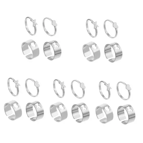 Produktbild: LIFKOME 10 Paar Paar Ringe personalisierter ring heart ring Personalisierte Ringe Gravierte Ringe ehering Versprechensringe für Paare Schmuck-Kits Knöchelringe finger zubehör Kupfer Silver