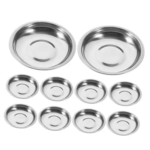 Produktbild: LIFKOME 10er Satz Soßen-dip-schalen Aus Edelstahl Gewürzschale Für Küche Stabiler Vorspeisenteller Soßenschale Für Teller