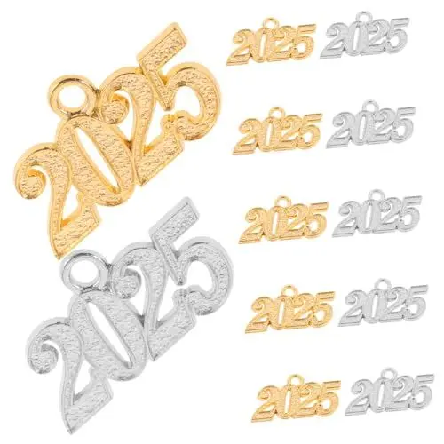 Produktbild: LIFKOME 12 Stück 2025 2025 Anhänger Goldanhänger für die Schmuckherstellung Charme des neuen Jahres 2025 Perlen DIY Schmuckanhänger Jahreszahl Schmuck charms anhänger Buchstaben-Halskette