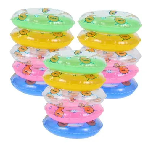 Produktbild: LIFKOME 15 Stück Mini Schwimmringe Cartoon-Druck Poolringe Spielzeug Dekorative Aufblasbare Ornamente Für Familienausflüge