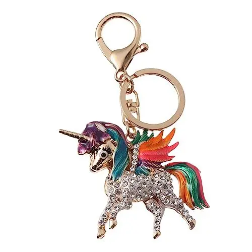 Produktbild: LIFKOME 1stück Einhorn Schlüsselanhänger Mit Kristallen Kreativer Schlüsselring Und Taschenanhänger Leichter Und Praktischer Schlüsselhalter Für Auto Und Hausschlüssel Niedliches