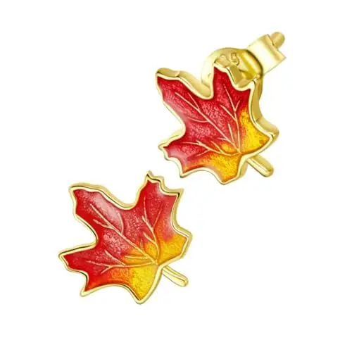 Produktbild: LIFKOME 1 Ahornblatt-Ohrstecker süße ohrringe damen ohrringe Ohrstecker aus Sterlingsilber Blattohrringe Männer Ohrringe Ohrschmuck silberne Ohrstöpsel s925 Sterlingsilber