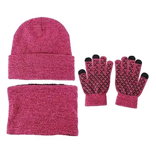 Produktbild: LIFKOME Weiches Strickset Aus Mütze Schal Und Handschuhen Handschuhe Und Mütze-set Für Wärme Und Stil