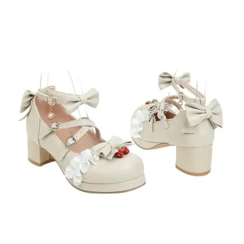 Produktbild: LIFKOME 1 Paar Bowknot-Prinzessinnenschuhe mit mittlerem Absatz Prinzessinnen Schuhe Sommerschuhe Frauen Pumps mit niedrigem Absatz Plateau-Blockabsätze Schuhe mit Absatz modische Schuhe