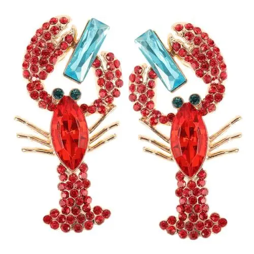 Produktbild: LIFKOME 1 Paar Hummer Und -ohrringe Hummer-anhänger-ohrringe Damen-schmuck-ohrringe Statement-ohrstecker Diamantohrringe Für Frauen Mädchen Ohrringe Ohrschmuck Rot Nachahmung