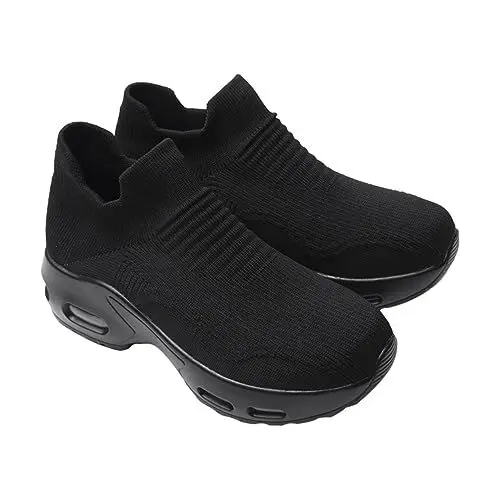 Produktbild: LIFKOME 1 Paar Sportluftkissenschuhe Für Damen Chunky Sneaker Für Damen Lässige Damenschuhe Socken Turnschuhe Plateau-Sneaker Für Damen Schuhe Für Frauen Sportschuhe Netz Black