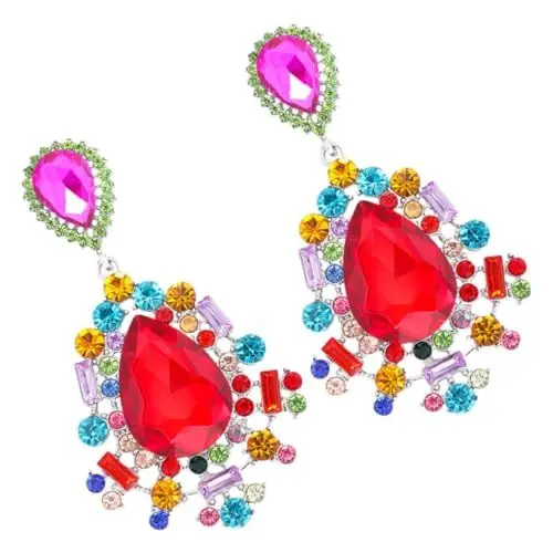 Produktbild: LIFKOME 1 Paar Tropfenohrringe drop ohrringe frauenschmuck kolczyki damskie Ohrringe mit Glitzersteinen Schmuck für Hochzeiten Modeschmuck Damen Ohrringe Strass-Ohrringe Strasssteine rot