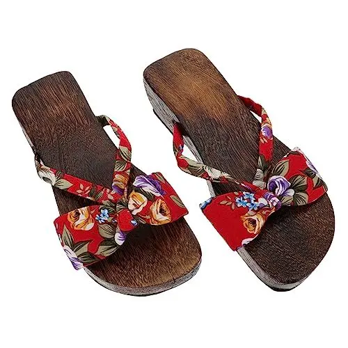 Produktbild: LIFKOME Holzclogs Rote Riemen Stilvolle Und Bequeme Damen Sandalen Sohle