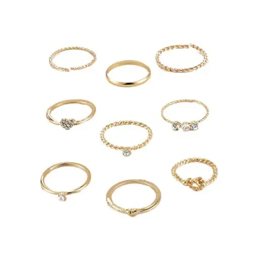 Produktbild: LIFKOME 1 Satz 9Tlg Damen Schmuckring aufklappbarer Ring Perlmutt-Strass besetzter Ring Damenanzüge verstellbare ringe verstellbarer ring goldringe Dame Fingerring Frauen Fingerring Golden