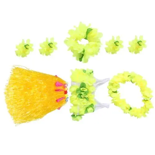 Produktbild: LIFKOME Hawaiianischer Hula-grasrock-ensemble Halskette und Armband 80 Cm Durchgehende Länge Erwachsenengröße Tropisches Outfit