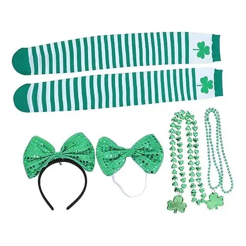 Produktbild: LIFKOME 1 Satz Klee Socken Eigenschaften Socken Für Frauen Strumpfwaren Für Damensocken St. Patrick-party-stirnband St. Patricks Day Kostüm Requisiten Mädchen Festliche Fliege Stoff