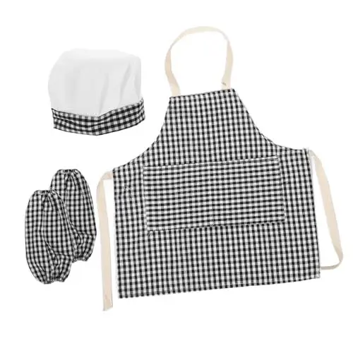 Produktbild: LIFKOME Schürze und Kochmütze Set für Jungen und Mädchen Kochschürze für Kinder Modisches Koch-outfit für Kleinkinder