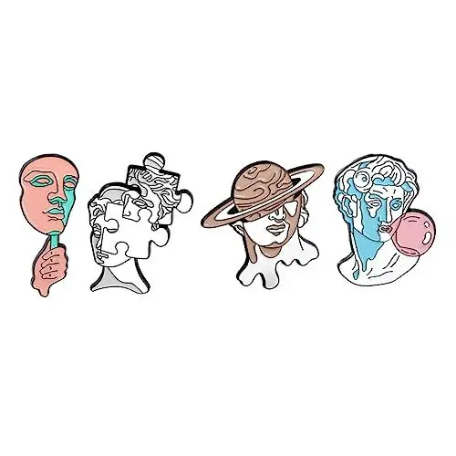 Produktbild: LIFKOME 1 Satz Kreative Skulptur Brosche Trauzeugen Trauzeugin Unikal Kostett Uniqone Kunststatue Emaille Pins Dekorativ Cartoon-brosche Corsage Aus Legierung 4 Stück
