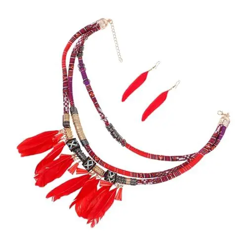 Produktbild: LIFKOME 1 Set Schmuckset Handgefertigte Ohrringe Damenschmuck Trendige Halsketten Anhänger Damenohrringe Halsketten Für Frauen Anfängliche Afrikanische Ohrringe Zierliche