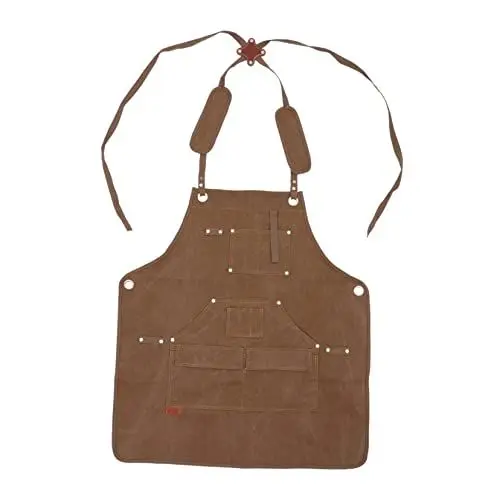 Produktbild: LIFKOME 1 Stk Leinenschürze Arbeitsschürze aus Segeltuch Schürze aus gewachstem Leinen Schürze aus gewachster Baumwolle Arbeitsoveralls Gärtnerschürze Friseurschürze Baumwolltuch Brown