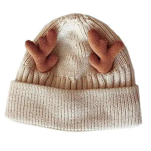 Produktbild: LIFKOME 1stk Geweih-strickmütze Rentiermütze Für Erwachsene Kalt Weihnachtsmütze Für Erwachsene Strickmütze Für Erwachsene Geweih Warme Mütze Rentier Weihnachtsschmuck Hüte Acryl Beige
