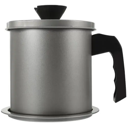 Produktbild: LIFKOME 1stück Edelstahl Ölfilter-behälter Mit Sieb Und Deckel Auslaufsicherer Fett Und Öl-aufbewahrungstopf Für Küche Und Gastronomie Zur Wiederverwendung Von Speiseöl