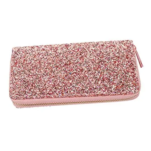 Produktbild: LIFKOME 1stk Mode-glitter-geldbörse Handtasche Für Damen Glänzende Geldbörse Geldbörse Mini-tragetaschen Mini-geldbörse Für Frauen Geldbörse Mit Reißverschluss Portemonnaie Eisen Rosa