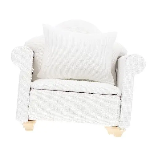 Produktbild: LIFKOME 1stück Mini Sofa Wohnzimmer Möbel Für Puppenhaus Weißes Europäisches Design Mit Kissen Für Mini-Haus-Dekoration Langlebig Aus Hochwertiger Und Gefertigt