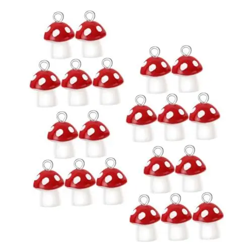 Produktbild: LIFKOME 20st Pilz-anhänger Ohrring-anhänger Süße Charms Für Armbänder Ohrringanhänger Für Die Schmuckherstellung Süße Anhänger Für Die Schmuckherstellung Süße Armbandanhänger Harz Rot