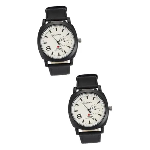 Produktbild: LIFKOME 2St Anschauen Quarzuhren Männer schauen zu Luxusuhren Fitnessuhr Mann beobachten armbanduhr herren watches uhr für männer Herrenuhr Spiegelmaterial: gewöhnlicher Glasspiegel Black
