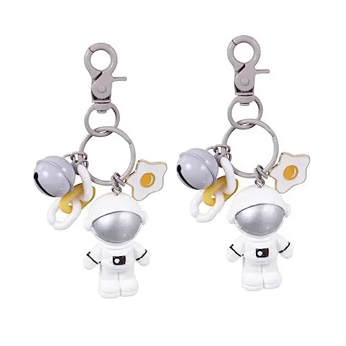 Produktbild: LIFKOME Weltraum-schlüsselanhänger-set: 2 Graue Mini-astronauten-modell-schlüsselanhänger mit Haken Ideal für Auto Tasche Party-dekoration