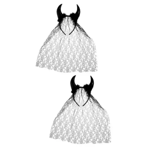 Produktbild: LIFKOME 2St Horn drapiertes Stirnband Haarband aus Teufelshorn schwarzes Make-up-Stirnband halloween haarreifen halloween haarschmuck Halloween-Schleier-Stirnband Halloween-Party-Stirnband