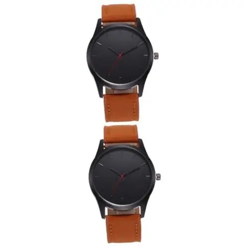 Produktbild: LIFKOME 2stücke Elegante Herren Armbanduhr Aus Leder Mit Schlichtem Design Analoge Quarz-Uhr Für Business Und Freizeit Braun Präzise Zeitmessung Und Modernes Aussehen