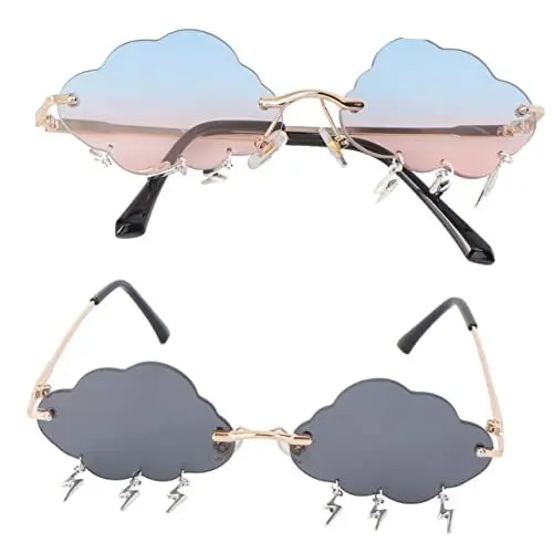 Produktbild: LIFKOME 2 Paar Randlose Sonnenbrillen Aus Acetat Für Damen Disco-party-brillen Rahmenloses Design