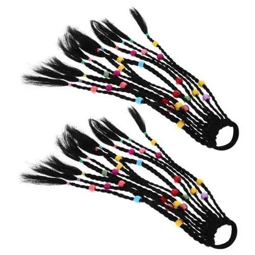 Produktbild: LIFKOME 2 Stück Dreadlocks Handgeflochtene Haarzöpfe Haarverlängerungen Abnehmbare Synthetische Haarteile Kunsthaarverlängerung Kinder Bunte Perücken Haarschmuck Mädchen Geflochtene