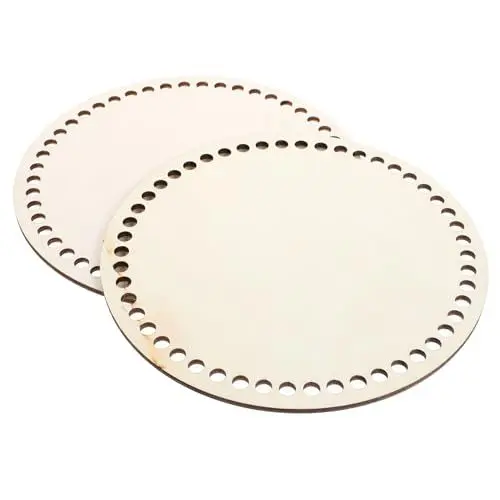 Produktbild: LIFKOME 2 Stück Holzboden für Häkelkorb Teilig Stabile Naturholz Korbböden zum DIY Häkeln Robuste Basis für Handgefertigte Stricktaschen für Anfänger und Profis Holzmaterial