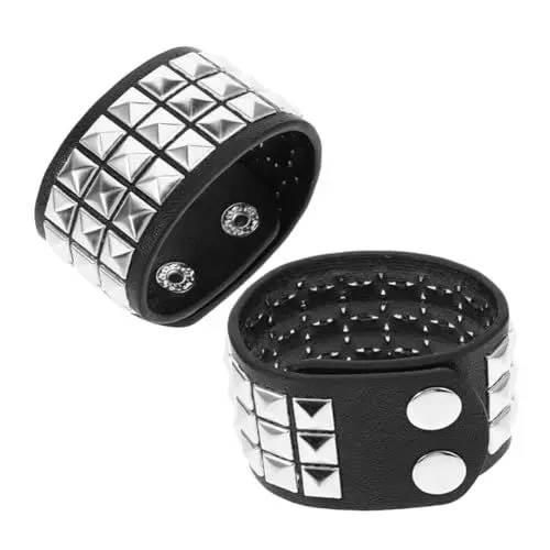 Produktbild: LIFKOME 2 Stück Nieten Armbänder Für Herren Punk Armbänder Pu Punk Armband Nieten Armband Dekoratives Nieten Armband Für Herren Nieten Armband Für Herren Kunstleder Schwarz