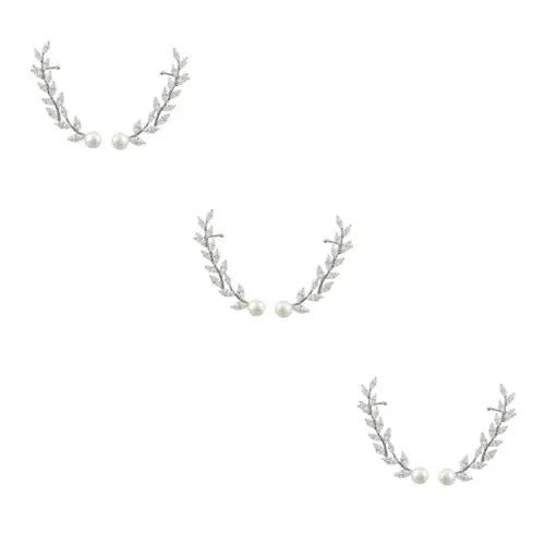 Produktbild: LIFKOME 2 Weidenblatt Ohrringe Strass-Ohrringe Diamanten Ohrringe Diamantohrringe trauzeugen trauzeugin Ohrstecker Ohrmanschette Crawler-Manschettenbolzen Zirkon