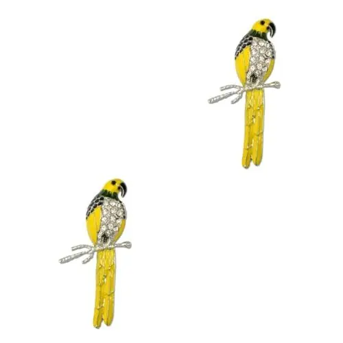 Produktbild: LIFKOME 2st Frauen Brosche Brustnadel Mit Papageienmuster Strass Vogel Brosche Schalbrosche Hutbrosche Dame Brosche Mantelbrosche Frauenbrosche Tier Brosche Bruststift Kunstperle Yellow