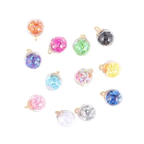 Produktbild: LIFKOME 34St Glaskugel Anhänger glasanhänger glaskugeln schlusselketten Schmuck Bastelset Glitzernde Anhänger Kugel-Anhänger-Charms Ball-Anhänger Anhänger aus Kristallglas bunte Reize
