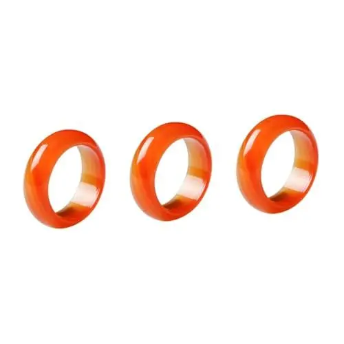 Produktbild: LIFKOME 3stücke Roter Karneol Für Damen Natürlicher Achat Bandring Schlichtem Design Perfektes Accessoire Für Elegante Anlässe Innenmaß Stilvoll Und Vielseitig