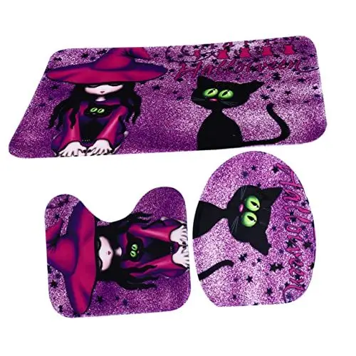 Produktbild: LIFKOME Halloween Themen Wc Teppich Set 3-teilig Bad Teppich Wc Badematte Wc Sitz Digitaldruck