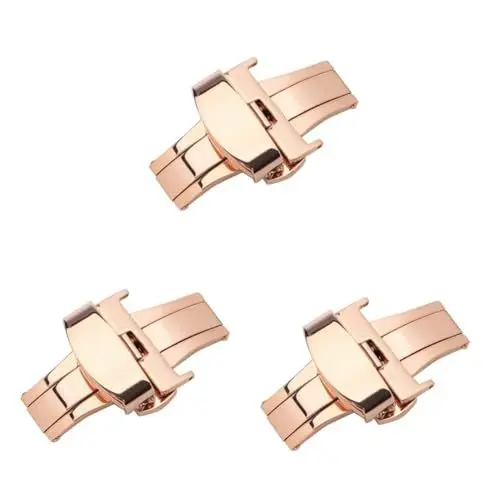 Produktbild: LIFKOME 3St Uhrenzubehör doppeltaster wandfest lederarmband belt buckle watch accessories verschluss für lederband Roségold nicht automatische Schnalle doppelter Druckverschluss Golden