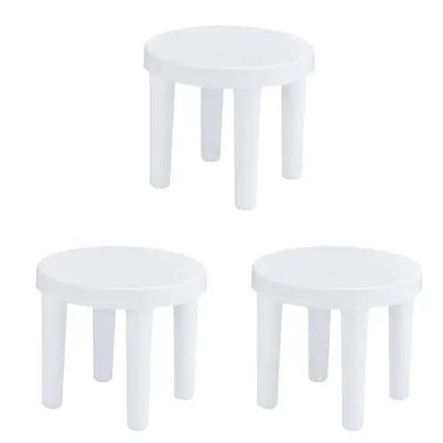 Produktbild: LIFKOME 3stücke Kreativer Kunststoff Hocker Runder Anti-rutsch Bad-hocker Für Junge Mädchen Und Erwachsene Tragbar Und Praktisch Weiß