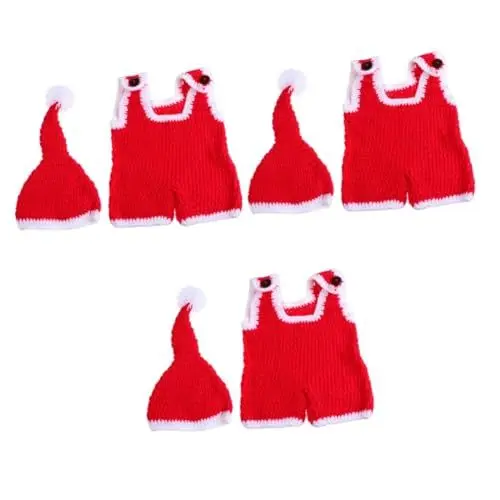 Produktbild: LIFKOME 3 Sets Neugeborenen-fotoanzug Weihnachtlicher Gestrickter Wolloverall Fotomütze Babyparty- Bequemes Hautfreundliches Set