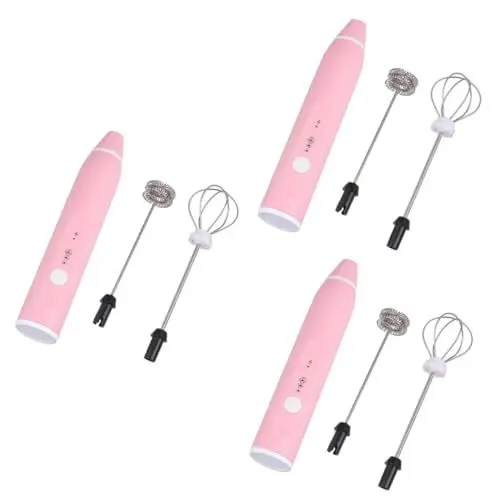 Produktbild: LIFKOME 3 Stk Edelstahl Schneebesen Aufschäumer für heiße Schokolade Küche USB Milchschäumer Mixer Eierrührer Milchmacher Haushalt Notwendigkeit Glas Rührgerät Kaffee Rosa