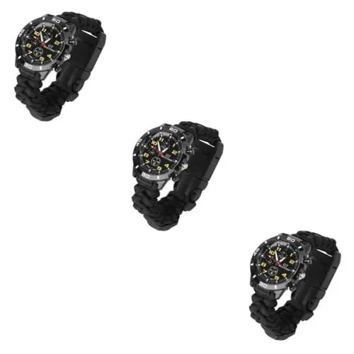 Produktbild: LIFKOME 3 Stück 3 1 Uhr Mit Kompass Multifunktionsuhr Für Archivierte Erkundungen Uhr Mit Lanyard Armband Kompassuhr Uhren Outdoor Uhr Mit Thermometer Grün